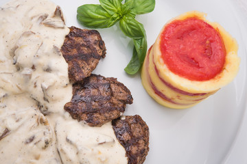 roasted medallions with mushroom sauce