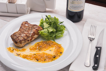 juicy steak with sauce