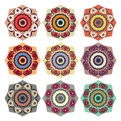Collection of round ethnic patterns