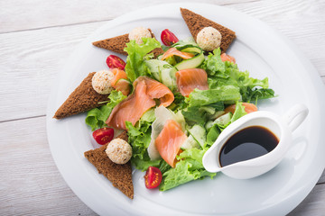 fresh salad with salmon