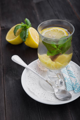 Fototapeta premium tea with lemon, ginger and mint