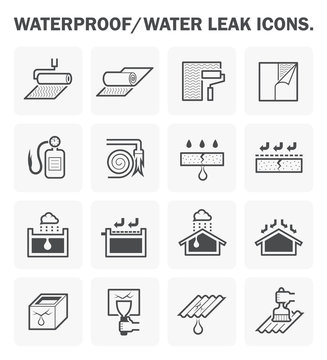 Waterproofing icon sets