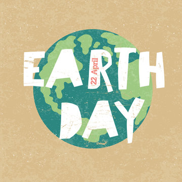 Earth Day Illustration. Earth day, 22 April. Paper cut letters