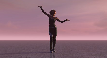 Obraz premium Female Exercise And Stretch Warm Up Pose