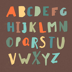 Paper Cut Alphabet. Colorful letters. Easy edited color of lette