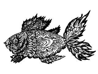Obraz premium Fish Grunge Lineart