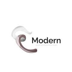 Obraz premium Wave ribbon logo, vector abstract shape