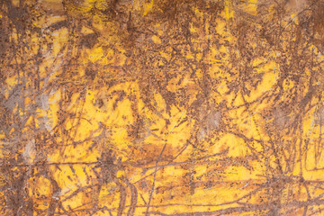 Hintergrund aus Metall in gelb mit Rost