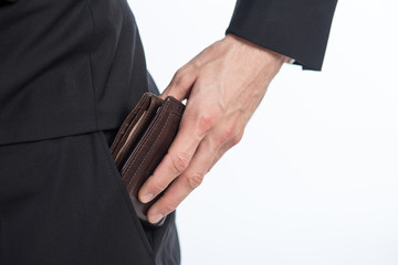 Businessman put his wallet back