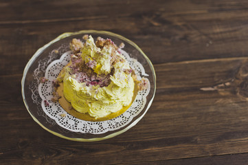 Cake stand on wooden table 5439.