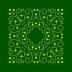 Floral square greeen frame