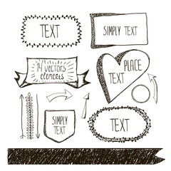 Black vector drawing frames and design elements