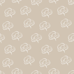 Seamless vector pattern with cotton.