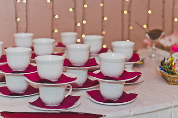 Tea cups on the table before tea 5739.
