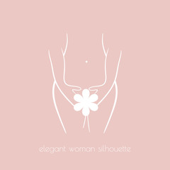 Elegant woman silhouette for intimate hygiene,