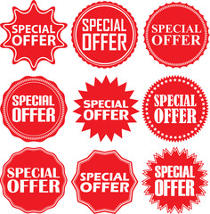 Special offer signs set, special offer sticker set, vector illus