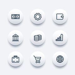 Finance icons, wallet, money, banking, commerce, modern thick line icons, vector illustration