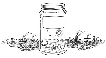 A jar full on clean environment line illustration