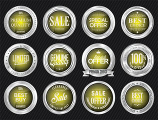 Retro vintage sale silver badge and labels collection