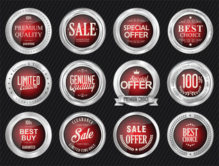 Retro vintage sale silver badge and labels collection