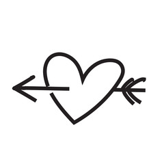 Heart. Sketch heart. Heart and arrow. Just black and white heart. Vector hearts. Heart with an arrow icon. Simple heart icon