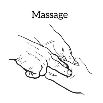 Hand massage, skin massage, body massage. Types of massage. Set with image of massage. Hand massage. Massage therapy. Therapeutic manual massage. Relaxing therapy. Massage vector icons. Body massage