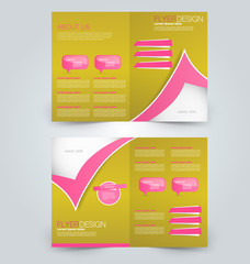 Abstract flyer design background. Brochure template. Can be used for magazine cover, business mockup, education, presentation, report. Pink and yellow color.