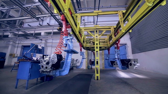 Industrial conveyer with motors works.
