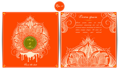 Vector illustration card with floral background.