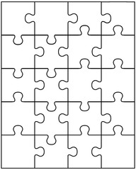 Vector illustration of white puzzle, separate parts