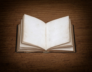 old books on wooden shelf.