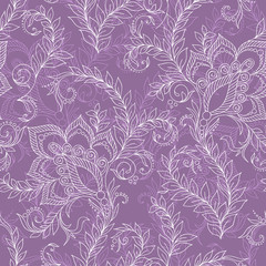 Henna Mehndi   Doodles Seamless Pattern- Paisley Flowers Illustr