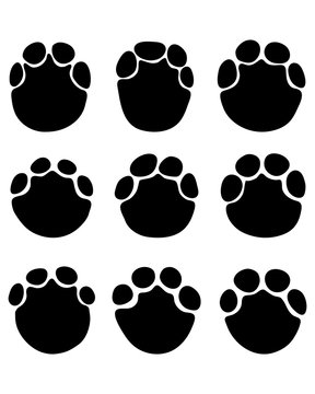 Black footprints of elephants on a white background, vector  