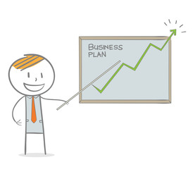 Business man showing a growing graph