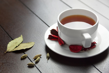 Morning Tea on a Wooden Table
