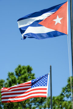 Cuban and American flag