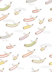 Pencils in the sky. Pattern.