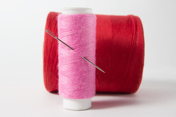 White thread isolated on white background. Rope, wool, knitting homemade handmade object.