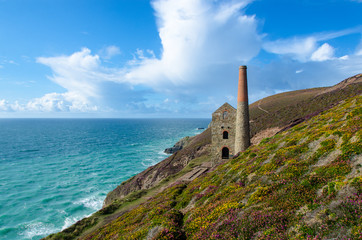 The derelict Towanroath Pumping Engine House at Wheal Coates between St Agnes and Porthtowan in...