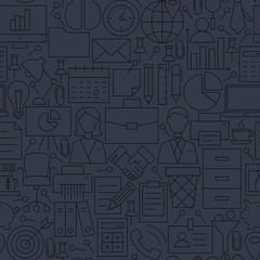 Thin Line Dark Grey Office Business Seamless Pattern