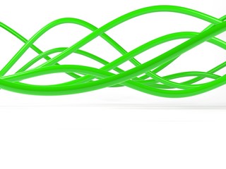 Green electric wires or abstract lines, 3D Illustration