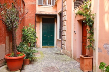Fototapeta na wymiar Colorful Rome - narrow street