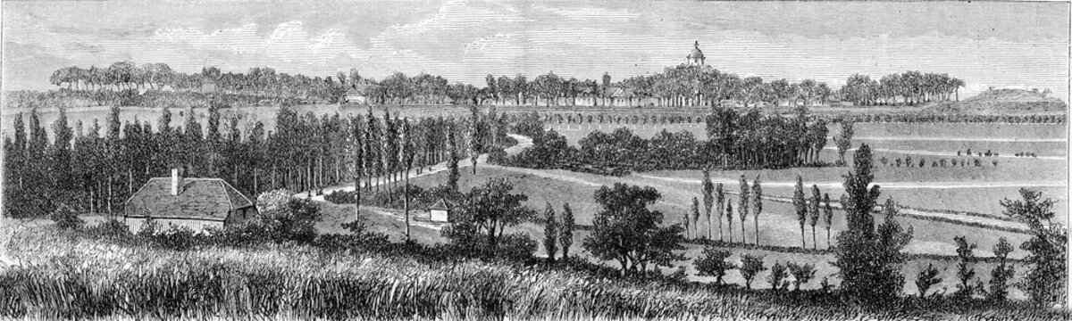 Phalsbourg, General view, vintage engraving.