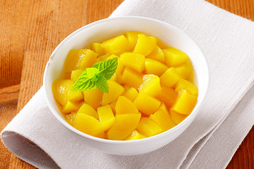 Canned peach pieces