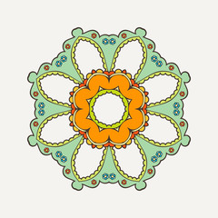 Vector mandala. Mehndi lace tattoo. Oriental weave with sharp corners. 