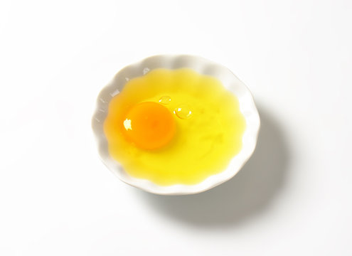 Fresh egg white and yolk in bowl