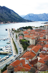 Naklejka na ściany i meble View of the town of Kotor (Montenegro) to the mountains