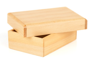 Wooden box on white