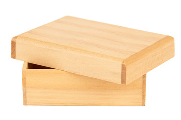 Wooden box on white