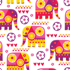 Fototapeta premium seamless indian ornament elephant pattern vector illustration